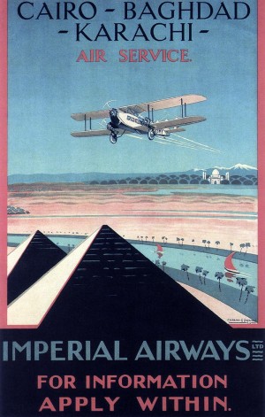 Airways Cairo Baghdad Karachi Vintage Travel Poster